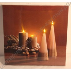 Картина с LED подсветкой: конусные свечи, выполненная на холсте